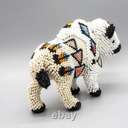 NATIVE AMERICAN BEADWORK-LARGE WHITE BUFFALO by DENISE & FARON GCHACHU-ZUNI