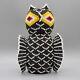 NATIVE AMERICAN BEADWORK-VINTAGE BEADED BLACK & WHITE OWL by CLAUDIA CELLICION