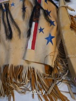 NATIVE AMERICAN BUCKSKIN BEADED WAR SHIRT And Bow AGE UNKNOWN