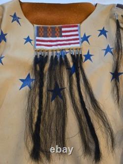NATIVE AMERICAN BUCKSKIN BEADED WAR SHIRT And Bow AGE UNKNOWN