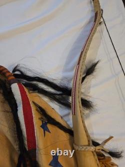 NATIVE AMERICAN BUCKSKIN BEADED WAR SHIRT And Bow AGE UNKNOWN