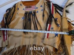 NATIVE AMERICAN BUCKSKIN BEADED WAR SHIRT And Bow AGE UNKNOWN