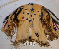NATIVE AMERICAN BUCKSKIN BEADED WAR SHIRT And Bow AGE UNKNOWN