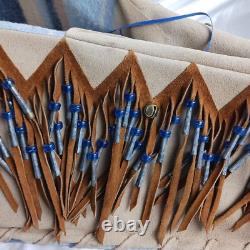 NATIVE AMERICAN CRADLE BOARD BY TWIN CRADLES 26'' (Cowhide, Feathers, Beads) NEW