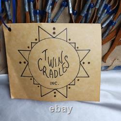 NATIVE AMERICAN CRADLE BOARD BY TWIN CRADLES 26'' (Cowhide, Feathers, Beads) NEW