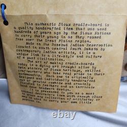 NATIVE AMERICAN CRADLE BOARD BY TWIN CRADLES 26'' (Cowhide, Feathers, Beads) NEW