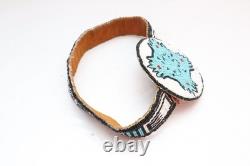 NATIVE AMERICAN Plains Indian BEADED REGALIA HEADBAND VINTAGE MEDALION CROWN VTG