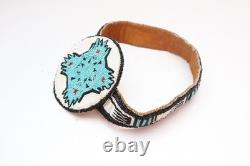 NATIVE AMERICAN Plains Indian BEADED REGALIA HEADBAND VINTAGE MEDALION CROWN VTG