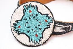 NATIVE AMERICAN Plains Indian BEADED REGALIA HEADBAND VINTAGE MEDALION CROWN VTG