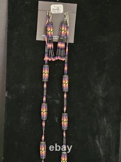 NATIVE AMERICAN VINTAGE NAVAJO beaded necklace and earrings