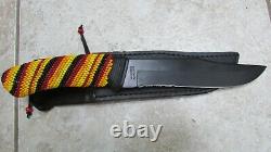NEW CRKT KNIFE WithNATIVE AMERICAN NAVAJO BEADED HANDLE WithSHEATH BY R. GANADONEGRO