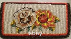 NEW Native American Shoshone beaded ROSE Buckskin leather wallet checkbook cover