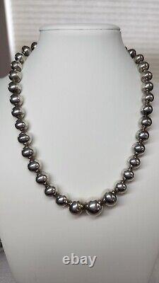 Native AMERICAN Cochiti Cippy CrazyHorse CZH Sterling HANDMAD Bead Necklace 18