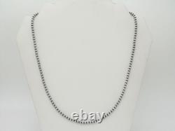 Native American 22 4mm Sterling Silver Pearl Bead Navajo Handmade Necklace