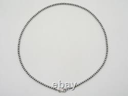 Native American 22 4mm Sterling Silver Pearl Bead Navajo Handmade Necklace