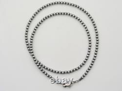 Native American 22 4mm Sterling Silver Pearl Bead Navajo Handmade Necklace