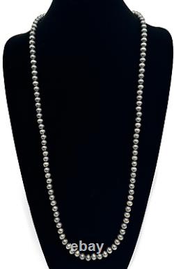 Native American 8mm Sterling Silver Navajo Pearls 22 Single Strand Necklace