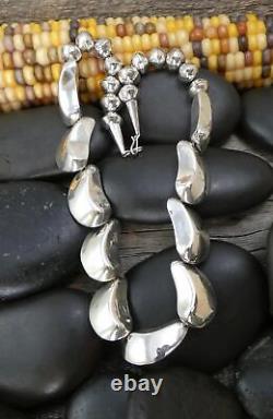 Native American 925 Sterling Silver Bead Necklace 17.5 Inch, Gift For Mom