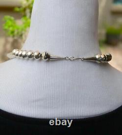 Native American 925 Sterling Silver Bead Necklace 17.5 Inch, Gift For Mom