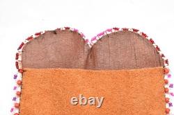 Native American-Anishinaabe (Ojibwe)-Small Bag Beaded Pictorial Pouch Leather