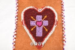 Native American-Anishinaabe (Ojibwe)-Small Bag Beaded Pictorial Pouch Leather