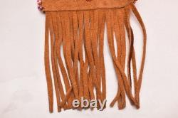Native American-Anishinaabe (Ojibwe)-Small Bag Beaded Pictorial Pouch Leather