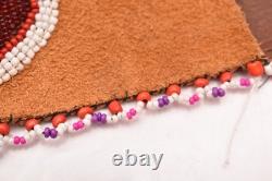 Native American-Anishinaabe (Ojibwe)-Small Bag Beaded Pictorial Pouch Leather