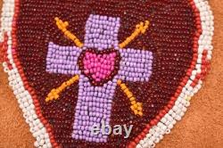 Native American-Anishinaabe (Ojibwe)-Small Bag Beaded Pictorial Pouch Leather