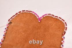 Native American-Anishinaabe (Ojibwe)-Small Bag Beaded Pictorial Pouch Leather