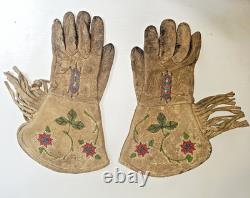 Native American Antique Beaded Gloves Gauntlets Plains