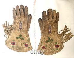 Native American Antique Beaded Gloves Gauntlets Plains