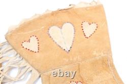 Native American Antique Beaded Gloves Gauntlets Plains Indian Hearts 12