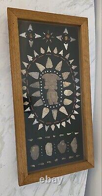 Native American Arrowhead, Tools, Wampum, Beads Board