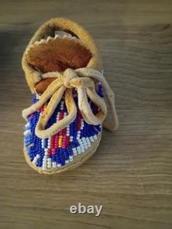 Native American Beaded Baby Moccasins Handmade Soft Sole Leather