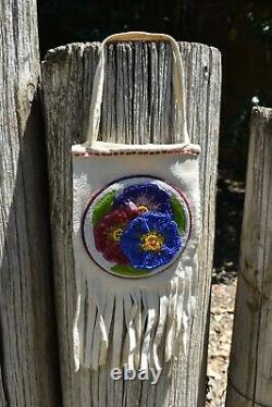 Native American Beaded Bag, Flower Motif, Gorgeous