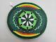 Native American Beaded Belt Buckle 4.75 in x 5.75 in Green Feather Oval Design