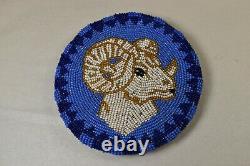 Native American Beaded Belt Buckle, Ram Sheep Motif, Large