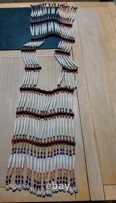 Native American Beaded Breast Plate Double Sided Plastic Beadwork & Shell Hem