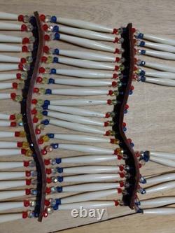 Native American Beaded Breast Plate Double Sided Plastic Beadwork & Shell Hem