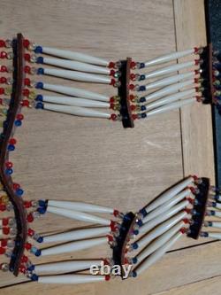 Native American Beaded Breast Plate Double Sided Plastic Beadwork & Shell Hem
