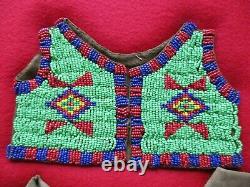 Native American Beaded Childs Leather Vest & Moccasins, Atl-0421f-387