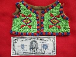 Native American Beaded Childs Leather Vest, Nice Traditional Design Atl-03536