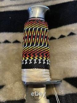 Native American Beaded Chipaway Cutlery Peyote Stitch/Gourd Stitch Knife Handle