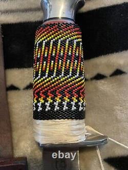 Native American Beaded Chipaway Cutlery Peyote Stitch/Gourd Stitch Knife Handle