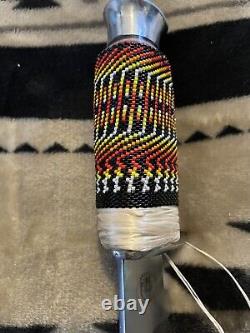 Native American Beaded Chipaway Cutlery Peyote Stitch/Gourd Stitch Knife Handle