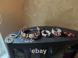 Native American Beaded Choker And Bracelets