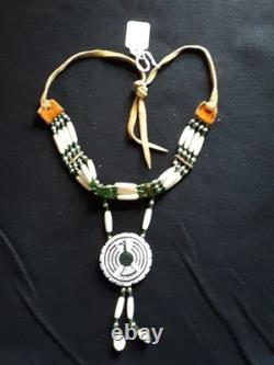Native American Beaded Choker Necklace, Eagle Rosette Necklace, Sb-082609265