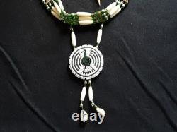 Native American Beaded Choker Necklace, Eagle Rosette Necklace, Sb-082609265