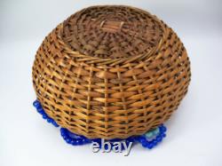 Native American Beaded Cobalt Padre Trade Bead Basket