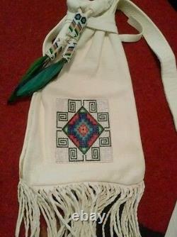 Native American Beaded Deerskin Bag